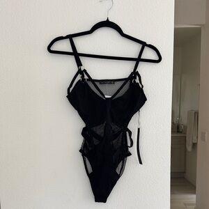 Black Strappy Mesh Bodysuit